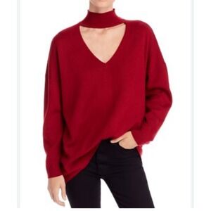 Alice + Olivia Sweater Alcott Red Cashmere Blend Long Sleeve Cut Out Size M